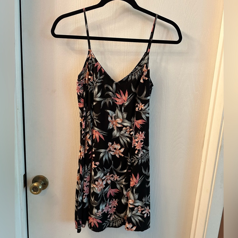 Tropical print mini skater dress
